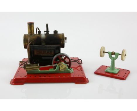 Mamod M.M.2. Stationary Steam Engine, boxed.    Box worn and tatty, some separation of flaps. Tape and tape marks.Extensive s