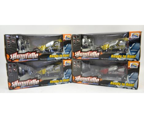 Four Huiquan Showtime radio controlled cars, boxed as new. (4)Provenance: Single owner stock collection of Robert Dartnell an