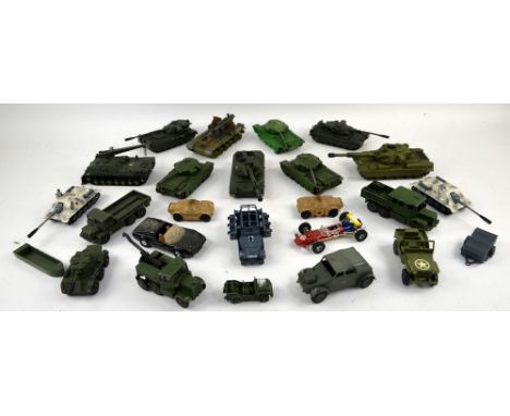 A quantity of Corgi and Dinky diecast tanks and military vehicles. (qty)Provenance: Single owner stock collection of Robert D