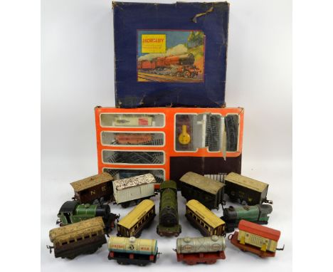 A Meccano Hornby 0-Gauge clockwork Goods Set M1 and a Lima HO scale set, both boxed, and a quantity of predominantly 0-Gauge 