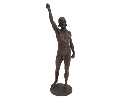 FLAND, F.J. (1890-?) "Gladiator" Bronze, an der Plinthe seitlich der Namenszug, H: 41 cm. Altersspuren, Schwert fehlt. | FLAN