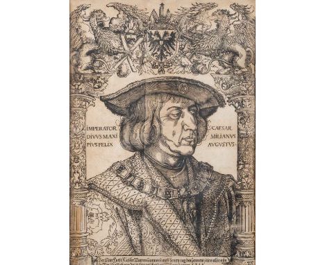 WEIDITZ, HANS (Graphiker 16. Jh.), "Kaiser Maximilian I.", Portrait des Herrschers nach Albrecht Dürer, Holzstich/Papier doub