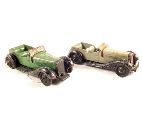 Two Dinky Toys No.36F (1947-50) Salmson four seater sports car in grey and light green