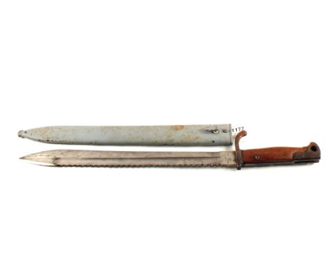 A German model 1898/05 saw backed bayonet by Mauser with scabbard (as found)