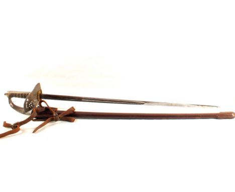 An 1897 model Infantry Officers sword GRV by Wilkinson, S/No.47739 (1914/17) with leather scabbard and hanger