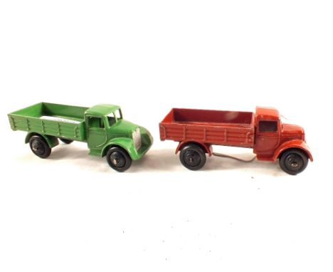 Two Dinkys, light green open backed lorries, 1940's