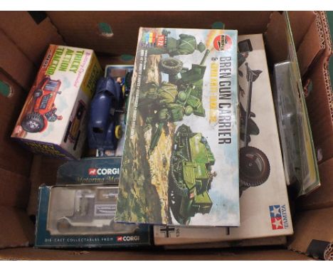 Various Airfix and other kits plus a boxed Marx plastic tractor