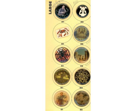 10 M/L-20th/21st century studio buttons including T. Gates.Here we have an assortment of studio buttons including watch cryst