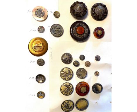 25 S/M/L 19th/20th century buttons including children.This group includes Bakelite, Victorian Celluloids and several children