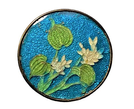 1 Large-Medium 19th century pictorial Gin Bari enamel button.One of our favorite types of buttons to sell is this colorful fl