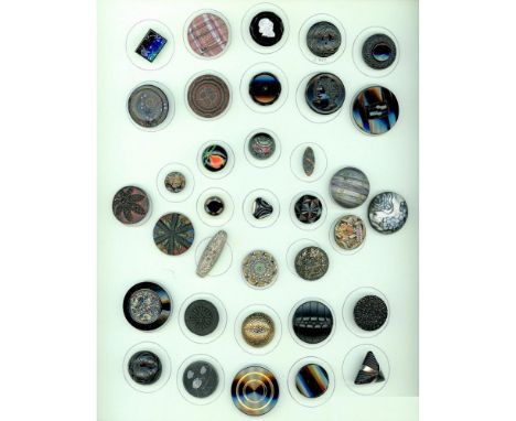 35 S/M 19th/20th century black glass including imitation fabric.Here is another nice card of black glass buttons including ma