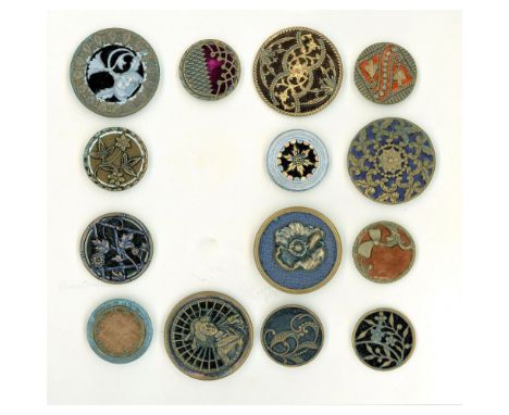 65 S/M/L 19th century assorted colored fabric in metal.These two cards include a large variety of colored velvet and fabric b