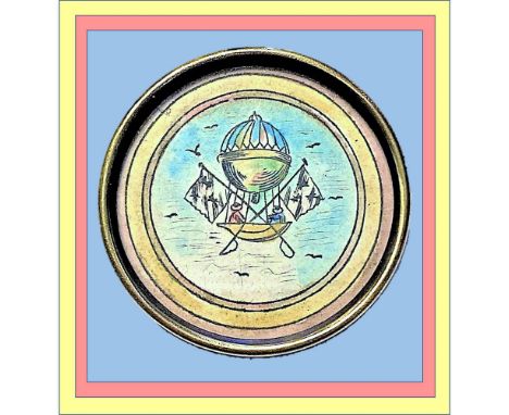 1 Large 18th century hand colored paper under glass button.This button is similar to one in the set of its kind shown on page