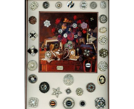 42 S/M/L Early and mid 20th century paste jewel buttons.This card has many lovely and striking examples of paste jewel button