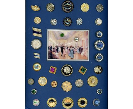 36 S/M/L 20th century paste jewel buttons including sets.In this lot you will find several matching buttons and several from 