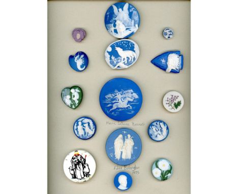 15 S/M/L/EX-L 20th century assorted artist jasperware buttons.This lot includes selections from Edna Babington, Marie La Barr