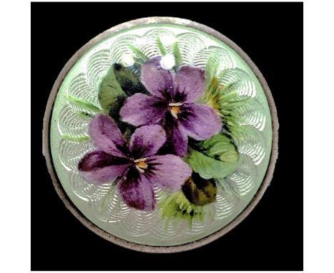 1 Medium size early 20th century floral enamel on silver button.This exquisitely created button was created in the Guilloche 