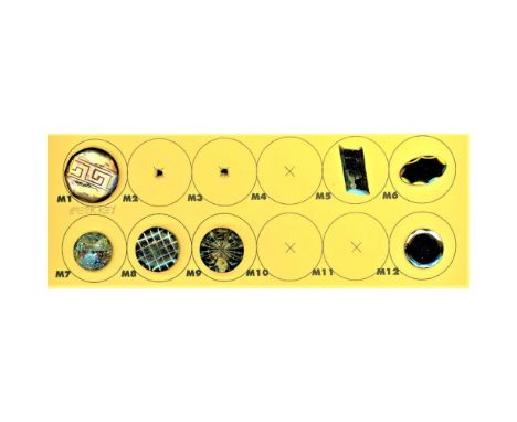 34 S/M 19th century glass buttons including kaleidoscopes.Here is another card from the collection of Nikki Deal of mostly "k