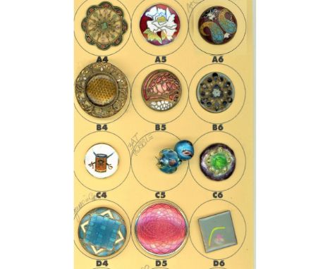 12 Medium/Large 19th century enamels including Guilloche.This pretty lot of enamel buttons from the collection of Nikki Deal 