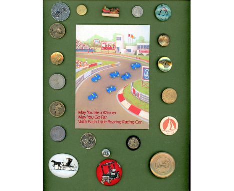 26 S/M/L Early &amp; later 20th C. assorted materials.This card includes a cute cartoonish set of racing cars on the original