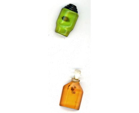 2 M/L 20th century Bakelite buttons including perfumes.Here are two harder to find chunky Bakelite miniature perfume bottles 