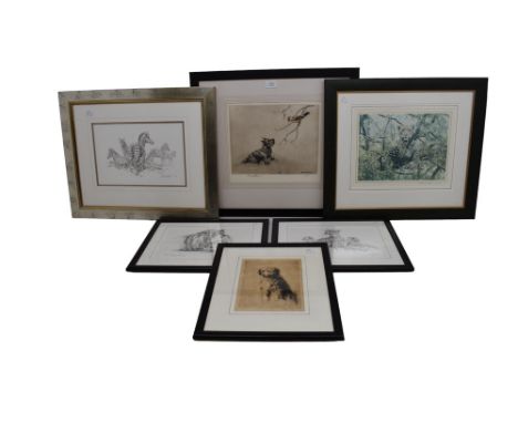A group of signed prints and etchings - all with an animal theme - to include work by Henry Wilkinson and David Shepherd, alo