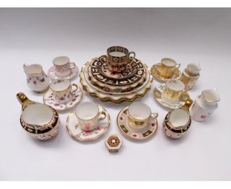 Collection of Royal Crown Derby, mixed pattern, to include coffee cans, saucers, plates, cream jugs, trinket box, early 20th 