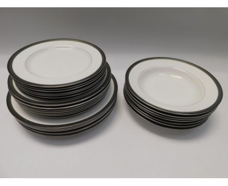 Spode Argent dinner plates, side plates, tea plates and bowls ,7 of each (28)