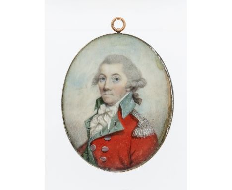 English School (18th Century) in the style of John Downman ARA (1750-1824)  Portrait miniature of Lord Meredith wearing a Mil