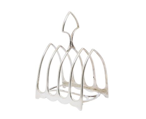 A Victorian silver five bar Gothic arch style toast rack, hallmarked by William Hutton &amp; Sons, London, 1885, approx weigh