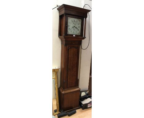 Emanuel Burton of Kendal Cumbria 8 day Longcase clock with 12" Wilson square dial. subsidiary seconds and date flowers and st