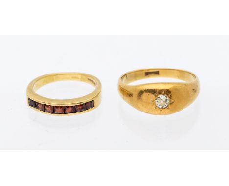 A diamond set 22ct gold dress ring, comprising a small old cut diamond star set to a tapered mount, size T1/2, (sized at shou