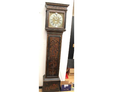 An early 18th century striking longcase clock by Benjamin Lark, Waltham Abbey. Having hand decorated chinoiserie painted and 