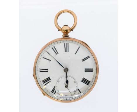 An early 20th century plated open faced pocket watch, comprising a white enamel dial with Arabic indices, subsidiary dial, at