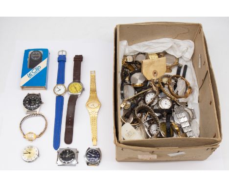 A collection of vintage wristwatches, dials and parts, to include ladies and gents versions, from early 20th century to mid c
