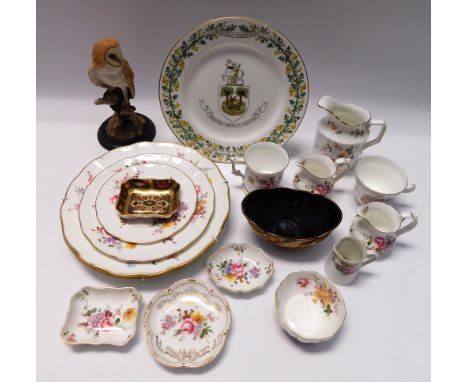 A collection of mixed Royal Crown Derby china items to include 1128, posie, red aves along with a boxed Derby Spode plate and