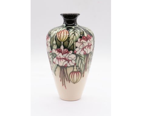 Moorcroft Pottery: A 6" vase in Kerry, a limited edition No. 34 of 300. The first piece designed by Kerry Goodwin. Boxed.