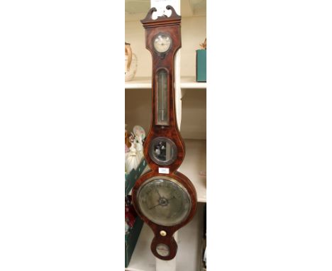 A late Georgian III mahogany wall banjo barometer, B.D.Luvate of Preston, all dials present, good condition.