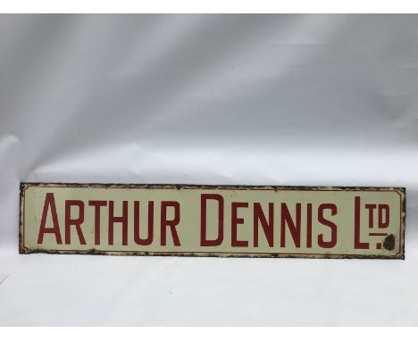 A rectangular enamel sign for Arthur Dennis Limited, 48 x 9". 