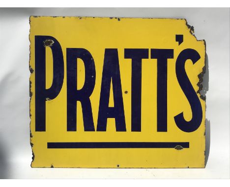 A Pratt's double sided enamel sign, lacking hanging flange by Protector of Eccles, dated January 1923, 21 x 18". 