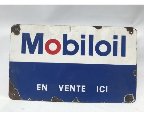 A French Mobiloil rectangular enamel sign, 19 x 11 1/2".