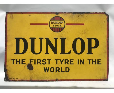 A Dunlop Stock rectangular enamel sign dated 1929, 30 x 20". 