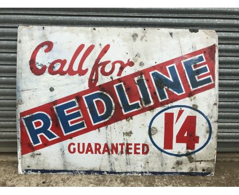 A Redline rectangular enamel sign with older amateur retouching, 48 x 36".