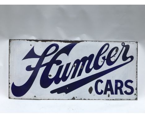 A Humber Cars rectangular enamel sign by Wildman and Meguyer Limited, Birmingham, 50 x 23". 