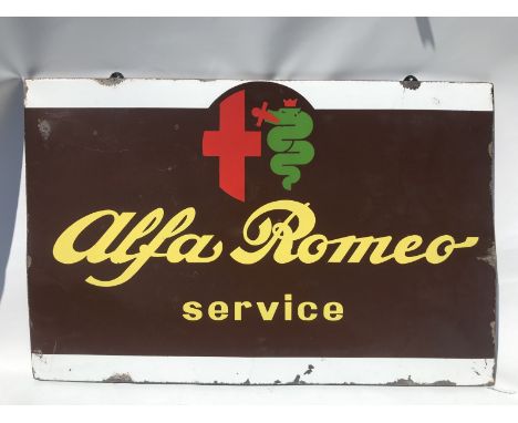 An Alfa-Romeo Service rectangular enamel sign, 38 x 24 3/4".