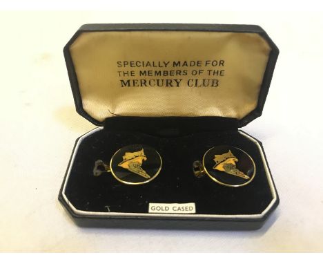 A cased pair of National Benzole cufflinks made for the Mercury Club.