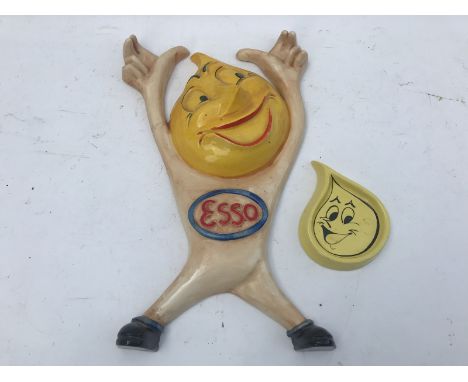 A decorative Esso Mr. Drip pottery figure, of recent manufacture and an Esso promotional trinket dish stamped Esso to reverse