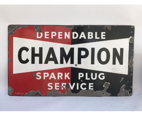 A Dependable Champion Spark Plugs Service rectangular single sided enamel sign, dated 1951, 23 x 13". 