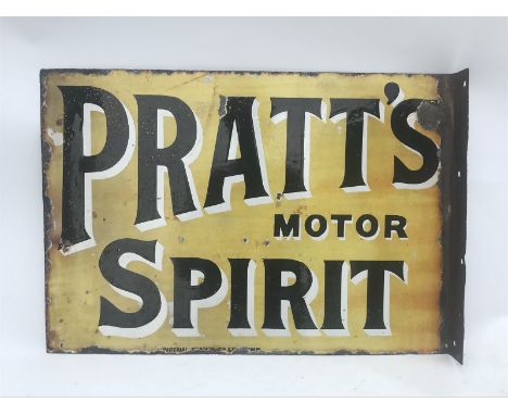 A Pratt's Motor Spirit double sided enamel sign with hanging flange by Imperial, 21 x 14 1/2". 