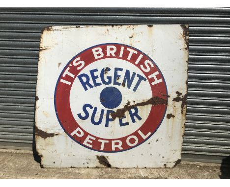 A Regent Super 'It's British Petrol' enamel sign by Stocal of Burton, 48 x 48".